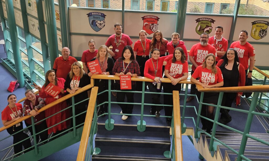 Broadoak Academy stands against racism for Wear Red Day