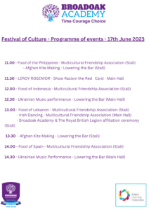 Festival of Culture - Programme of events - 17th June 2023