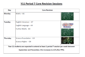P7 Timetable for Sept - November CORE